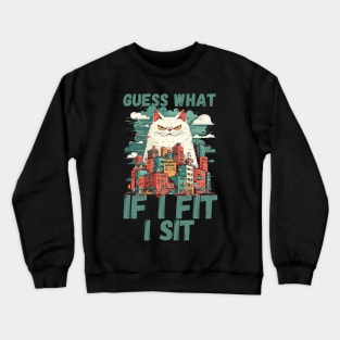 If I Fit I Sit Funny Catzilla Design Crewneck Sweatshirt